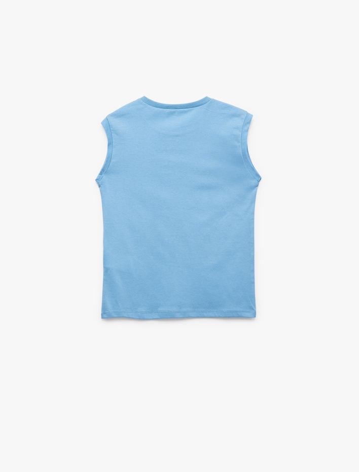 Erkek Çocuk Pamuklu Kolsuz Bisiklet Yaka Dinozor Baskılı Sıfır Kol Tişört