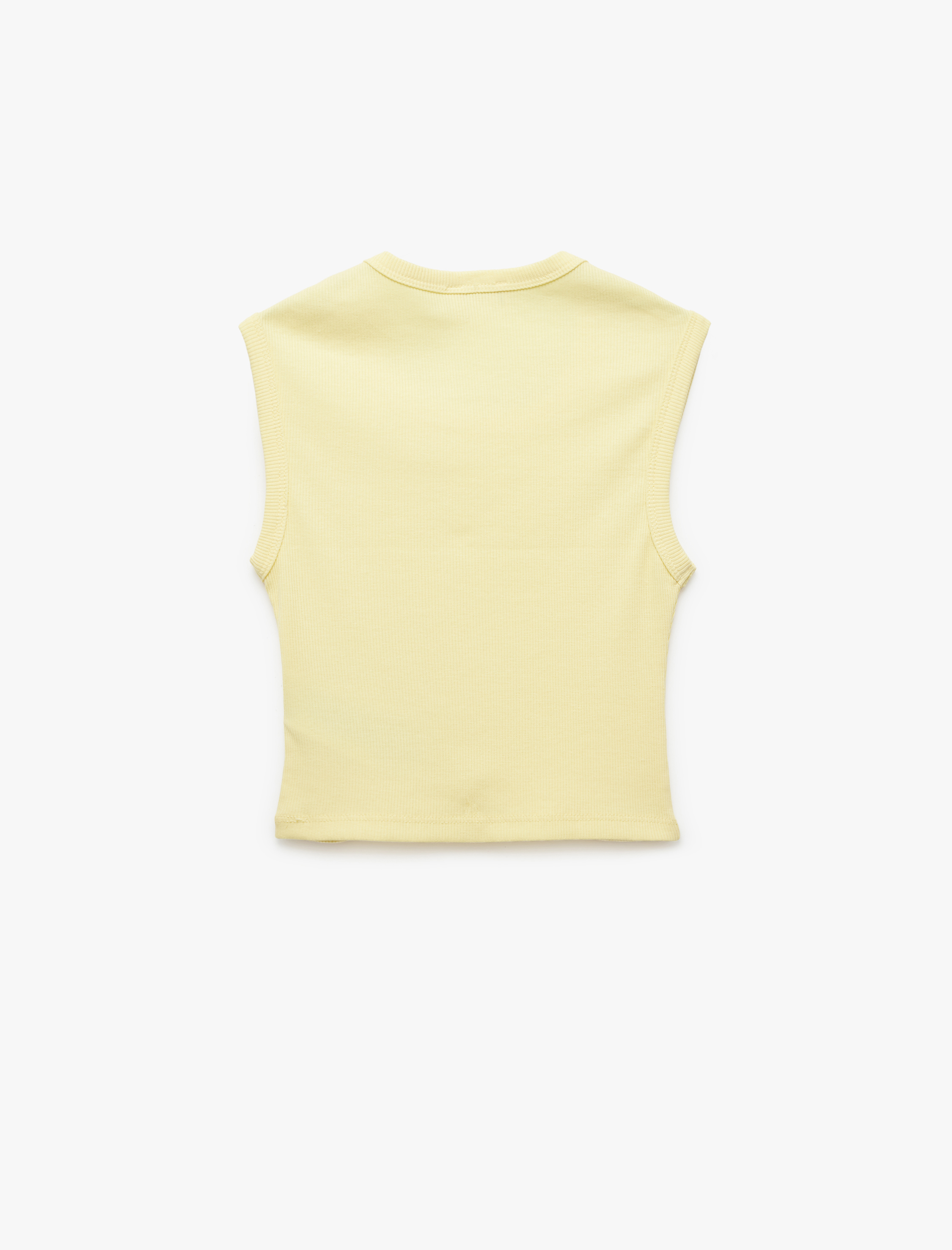  Kız Çocuk Pamuklu Kolsuz Bisiklet Yaka Fitilli Slim Fit Crop Atlet