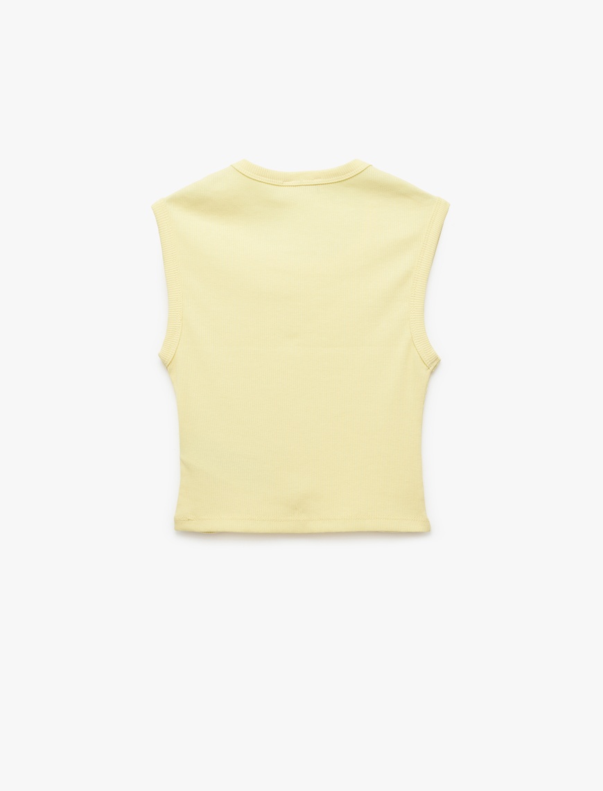  Kız Çocuk Pamuklu Kolsuz Bisiklet Yaka Fitilli Slim Fit Crop Atlet