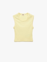 Pamuklu Kolsuz Bisiklet Yaka Fitilli Slim Fit Crop Atlet