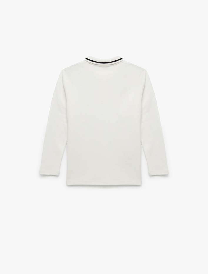 Erkek Çocuk Pamuklu Düğmeli Uzun Kollu Polo Yaka Basic Okul Tişörtü