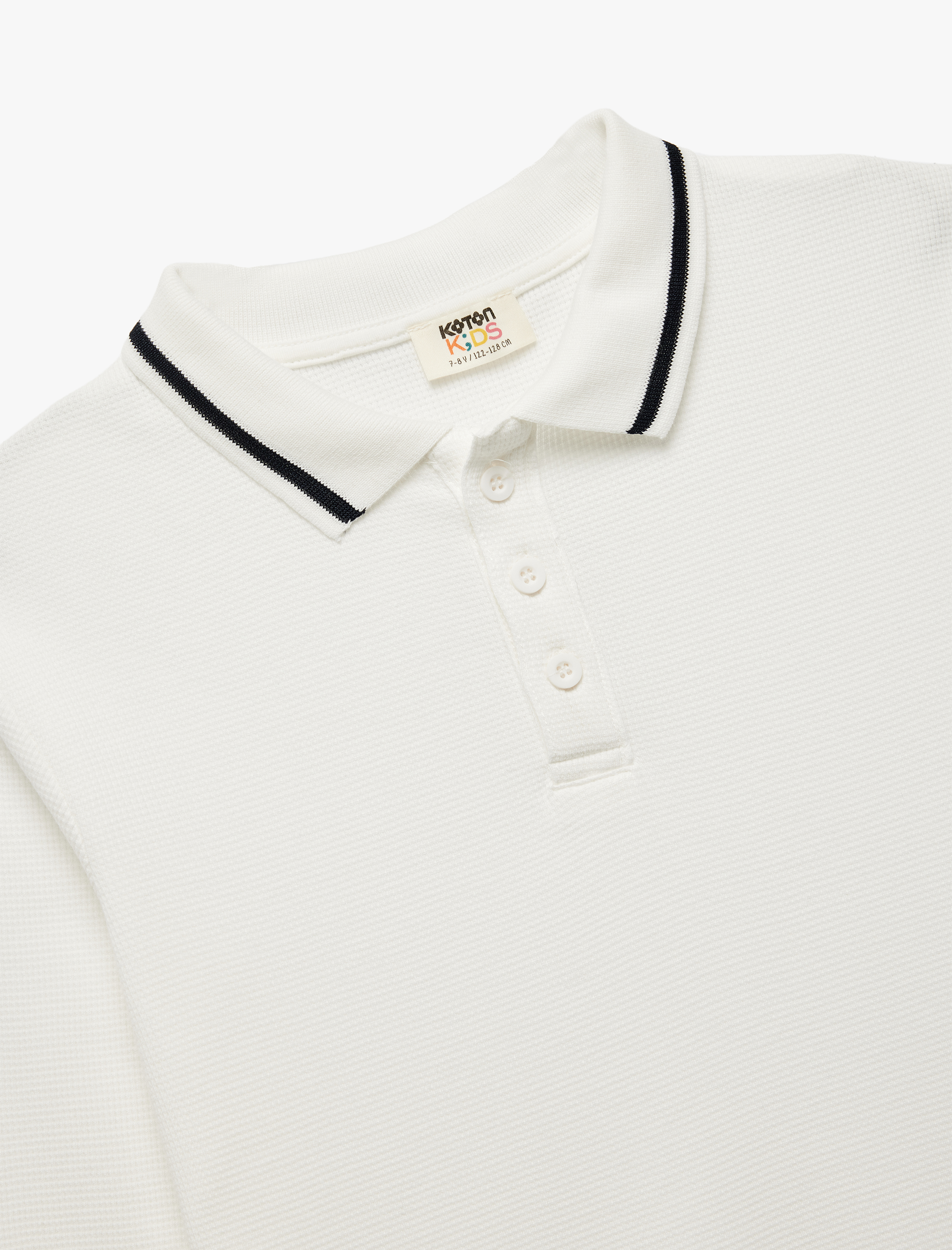  Erkek Çocuk Pamuklu Düğmeli Uzun Kollu Polo Yaka Basic Okul Tişörtü