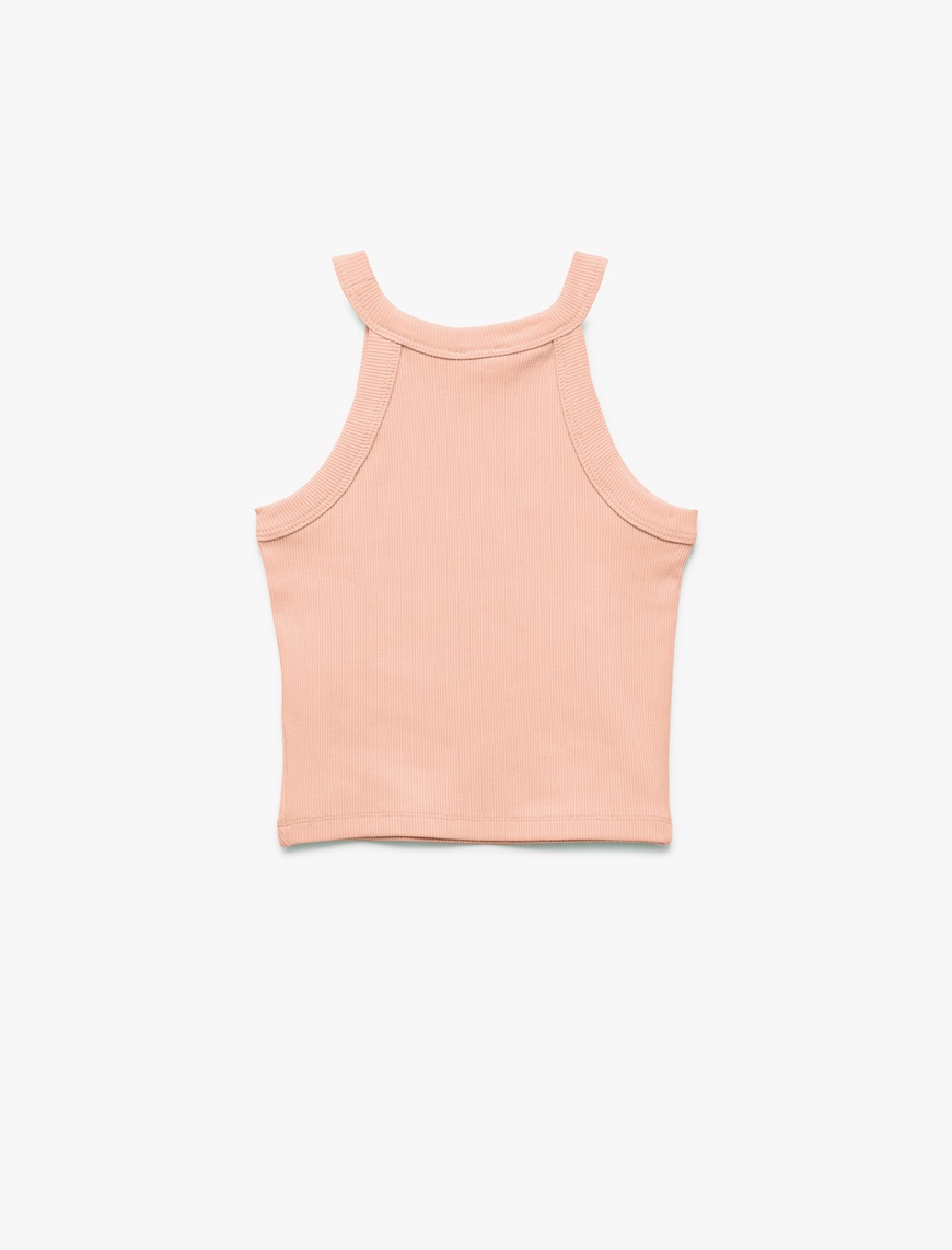  Kız Çocuk Pamuklu Kolsuz Halter Yaka Slim Fit Crop Atlet