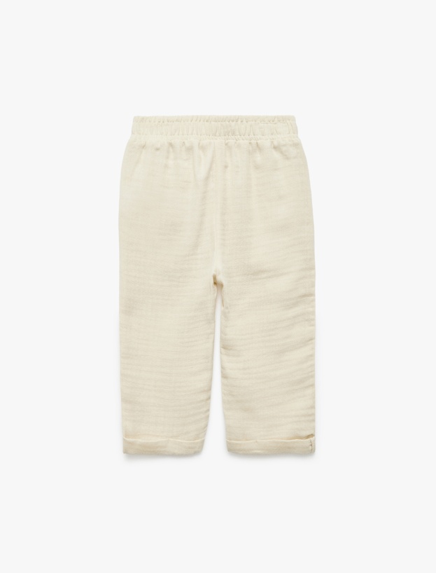 Pamuklu Oversize Beli Lastikli Pantolon_1