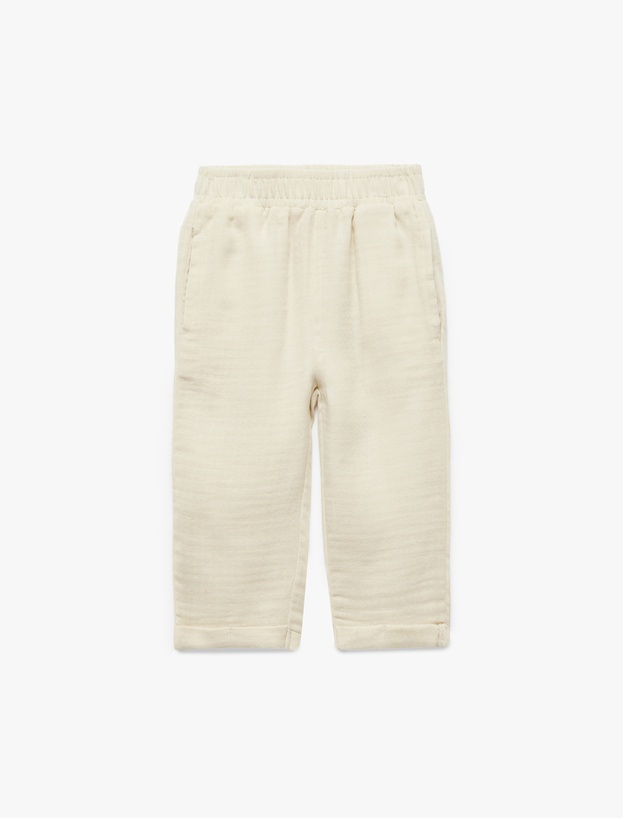 Pamuklu Oversize Beli Lastikli Pantolon_0