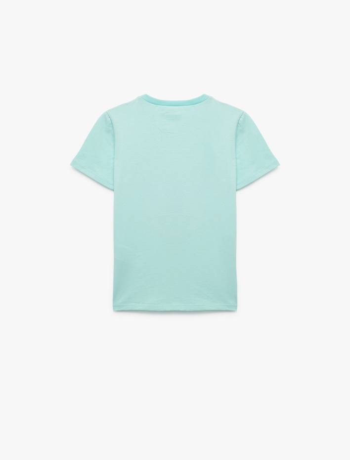 Erkek Çocuk Pamuklu Bisiklet Yaka Dinozor Baskılı  Kısa Kollu Tişört