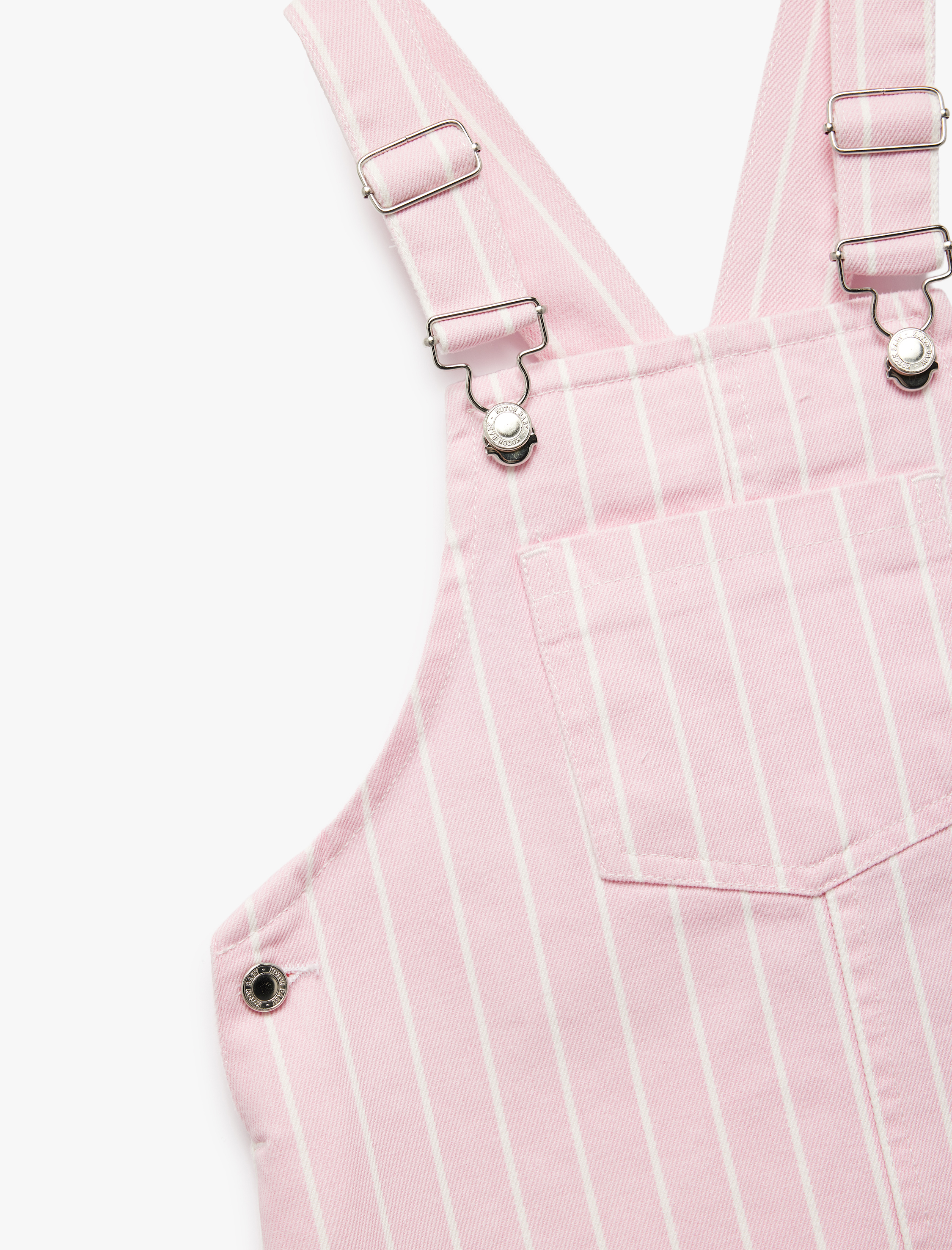  Kız Bebek Pamuklu Kare Yaka Cep Detaylı Askılı Jile Elbise