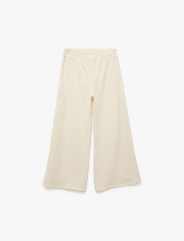 Kız Çocuk Geniş Paça Beli Lastikli Pantolon