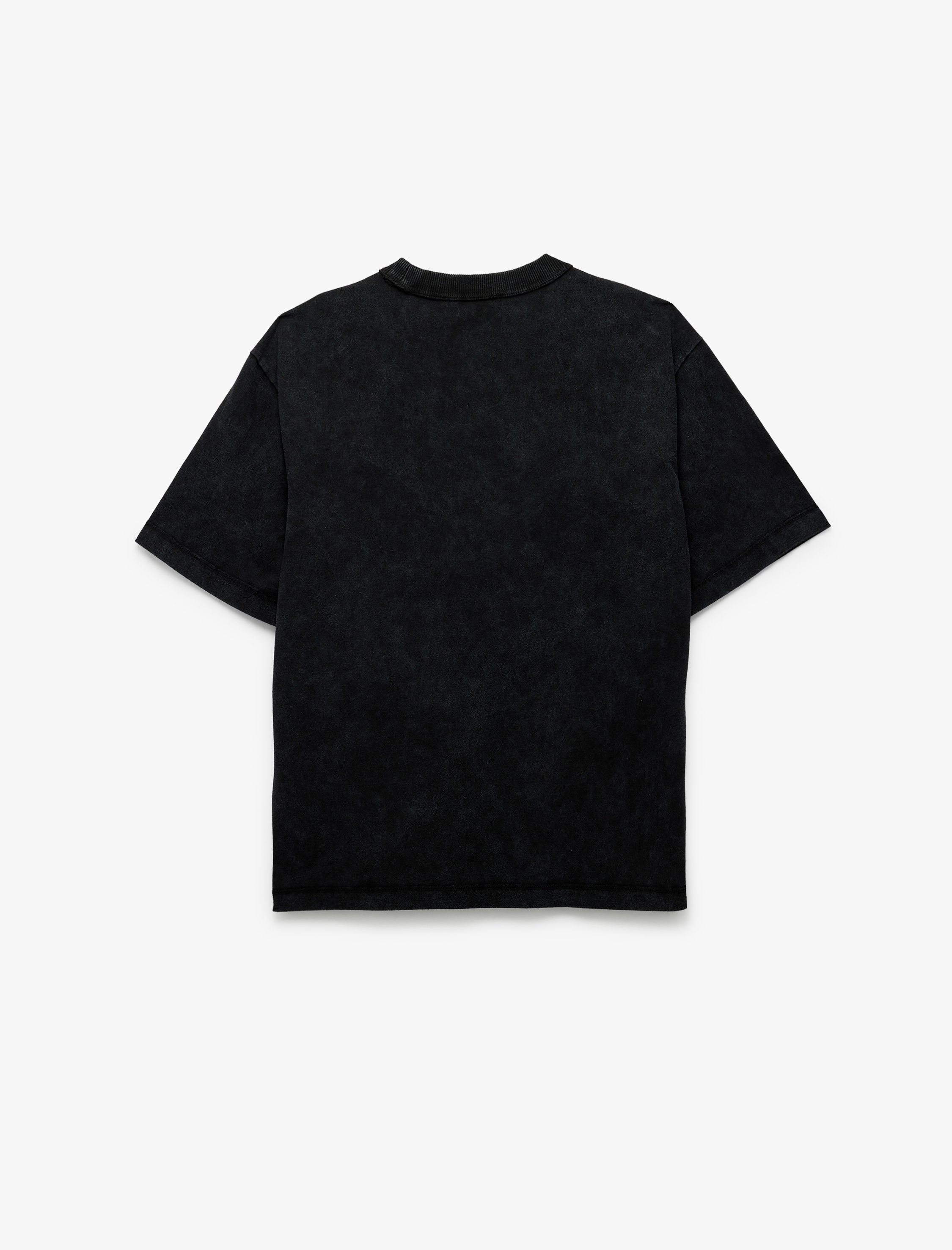   Kısa Kollu Bisiklet Yaka Yıkamalı Baskılı Oversize Tişört