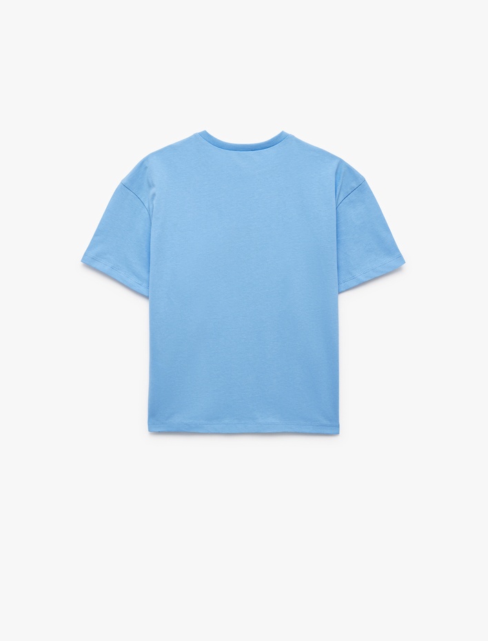 Kız Çocuk Kısa Kollu Bisiklet Yaka Pamuklu Çiçekli Tişört