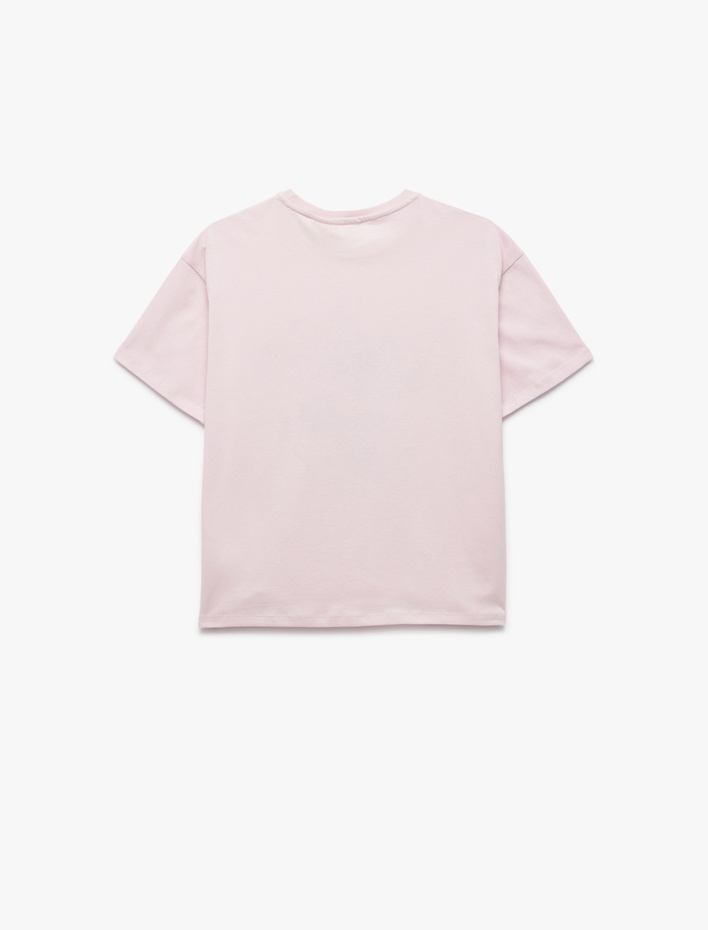 Kız Çocuk Pamuklu Lisanslı Stitch Baskılı Bisiklet Yaka Kısa Kollu Tişört