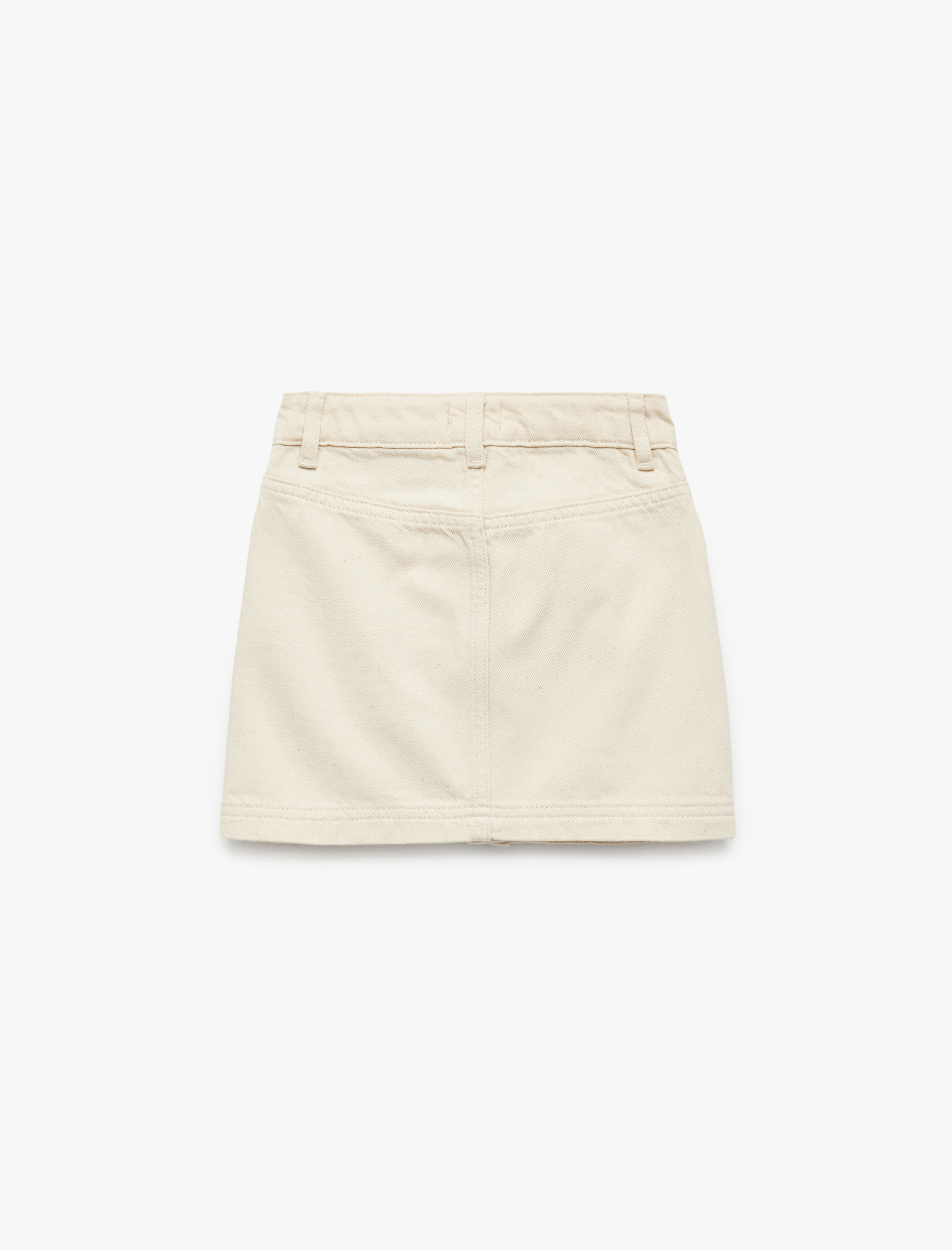  Kız Çocuk Pamuklu Cep Detaylı Düğmeli Mini Denim Etek