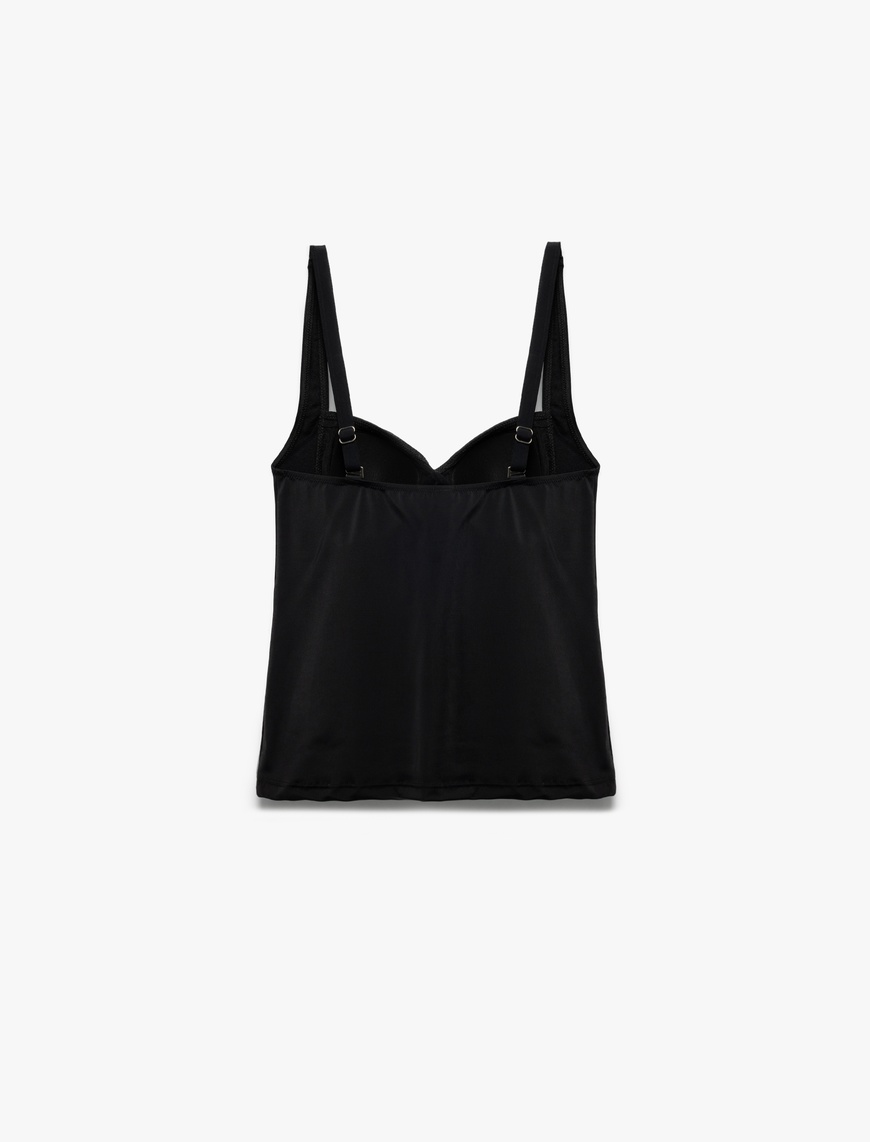   Korse Detaylı Drape Detaylı Askılı Bikini Tankini Üst