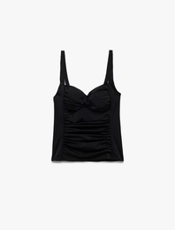 Korse Detaylı Drape Detaylı Askılı Bikini Tankini Üst