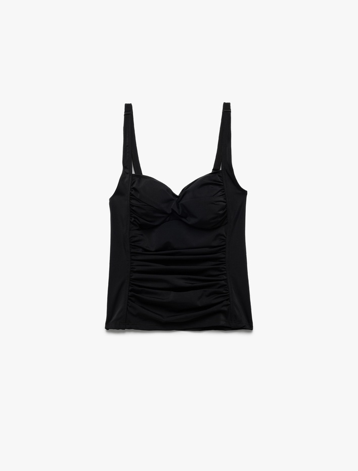  Korse Detaylı Drape Detaylı Askılı Bikini Tankini Üst