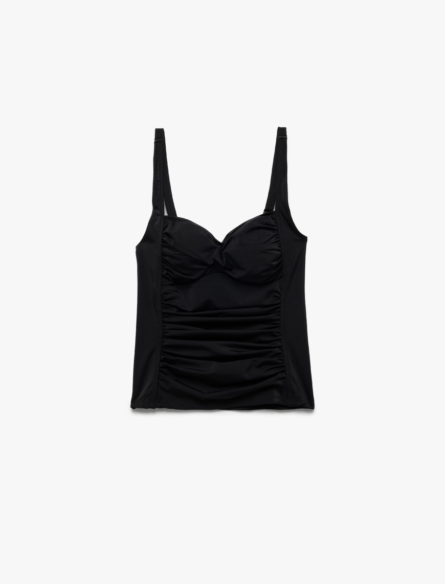   Korse Detaylı Drape Detaylı Askılı Bikini Tankini Üst