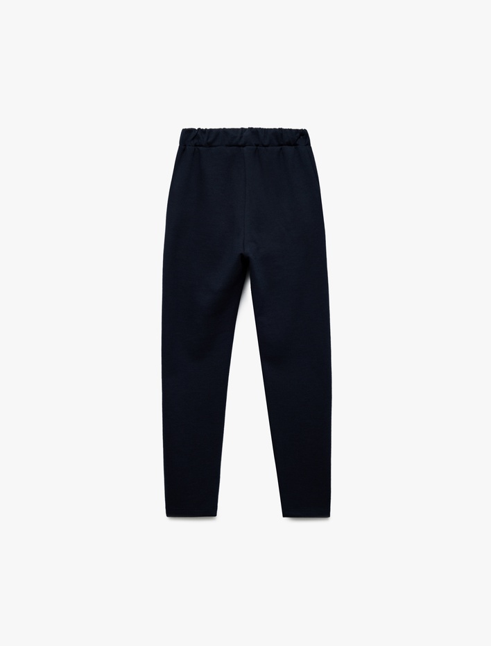 Erkek Çocuk Fermuarlı Beli Bağcıklı Pamuklu Pantolon Görünümlü Okul Eşofman Altı