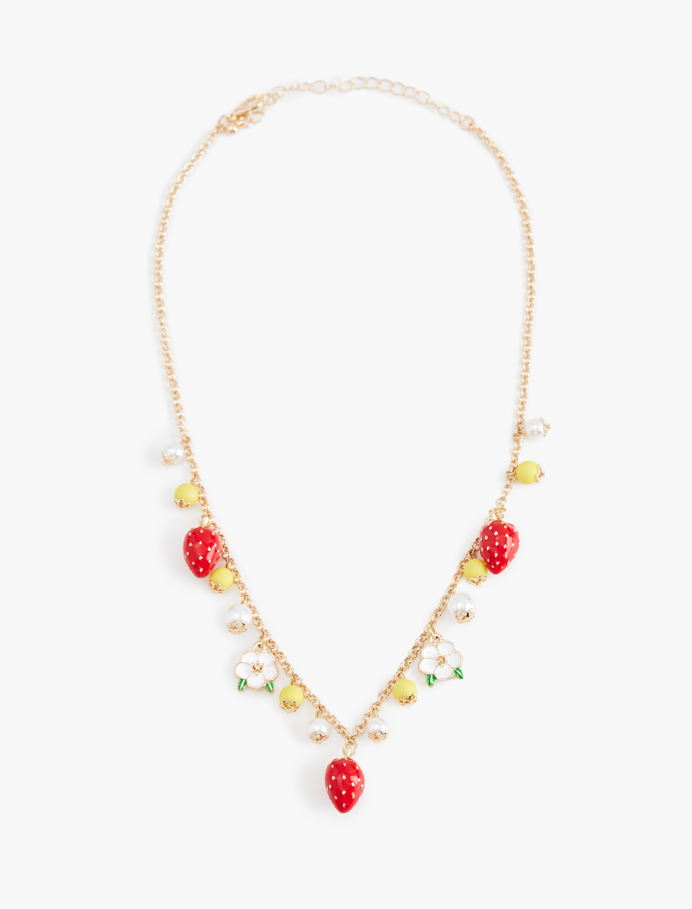  Kadın Koton X Sibil Çetinkaya - Çelik Karışımlı Çiçek ve Çilek Meyve Detaylı Kolye