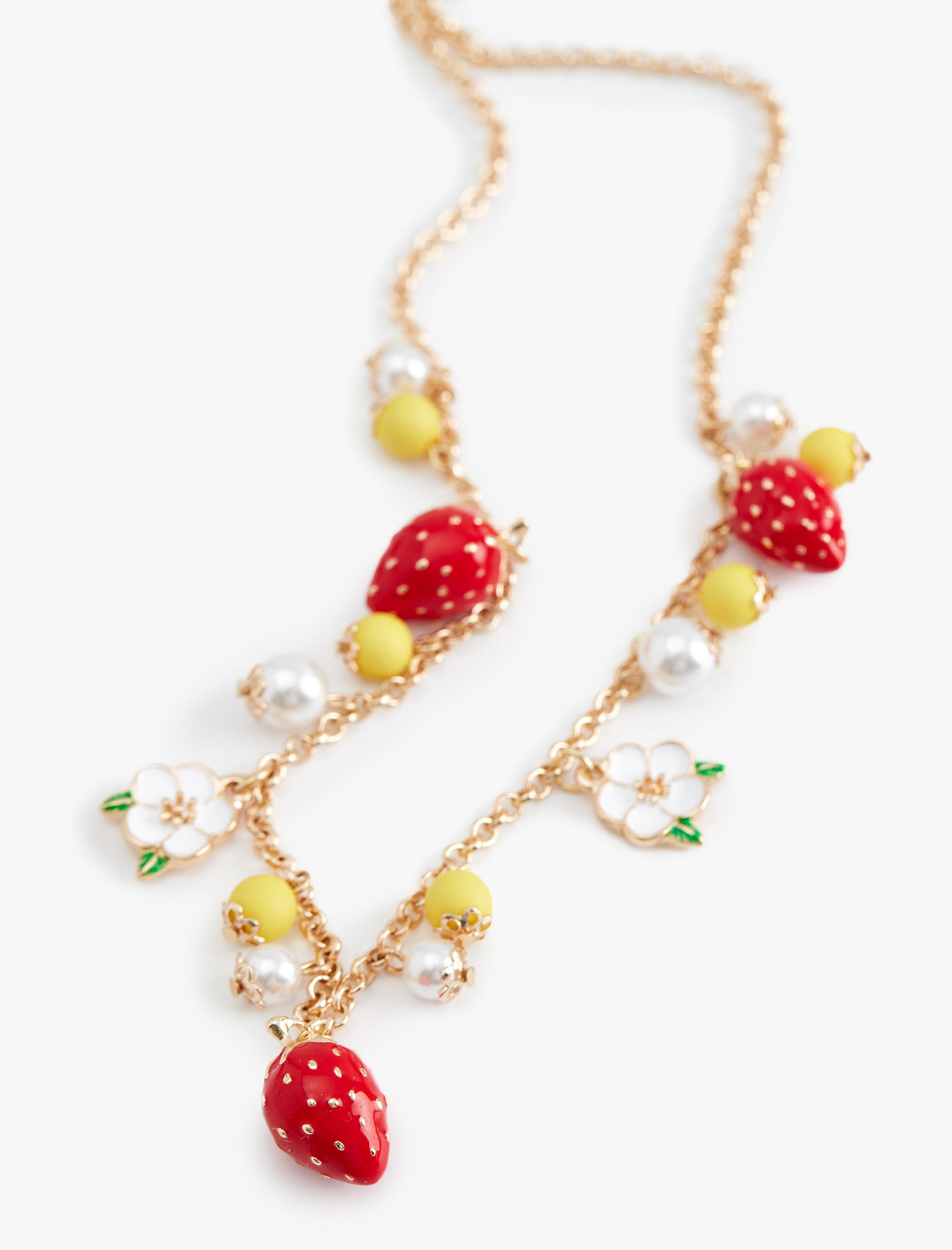  Kadın Koton X Sibil Çetinkaya - Çelik Karışımlı Çiçek ve Çilek Meyve Detaylı Kolye