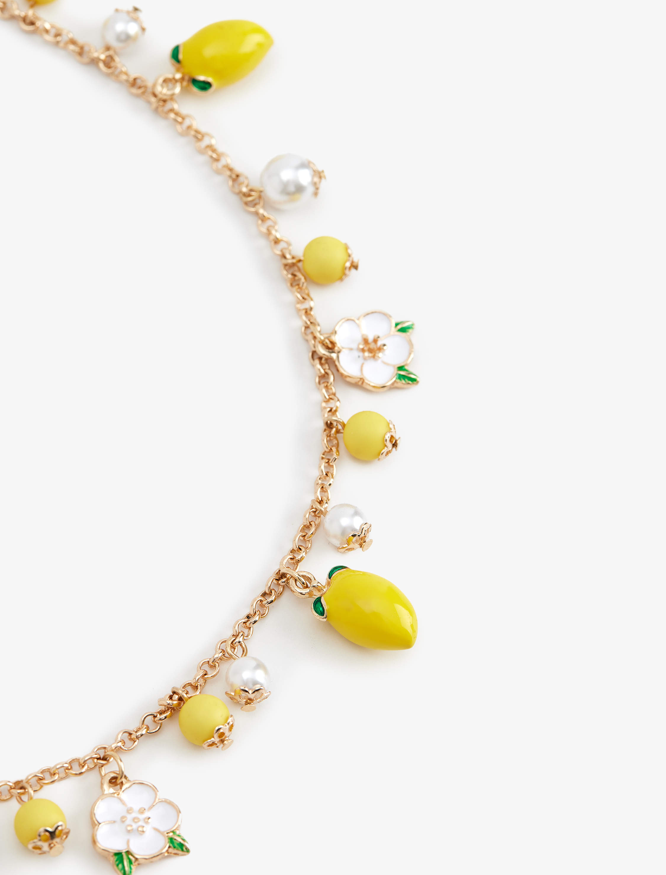  Kadın Koton X Sibil Çetinkaya - Çelik Karışımlı Çiçek ve Çilek Meyve Detaylı Kolye