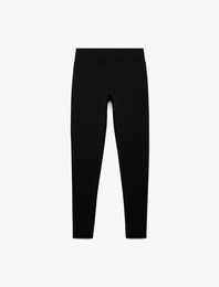 Yüksek Bel Slim Fit İnterlok Spor Tayt