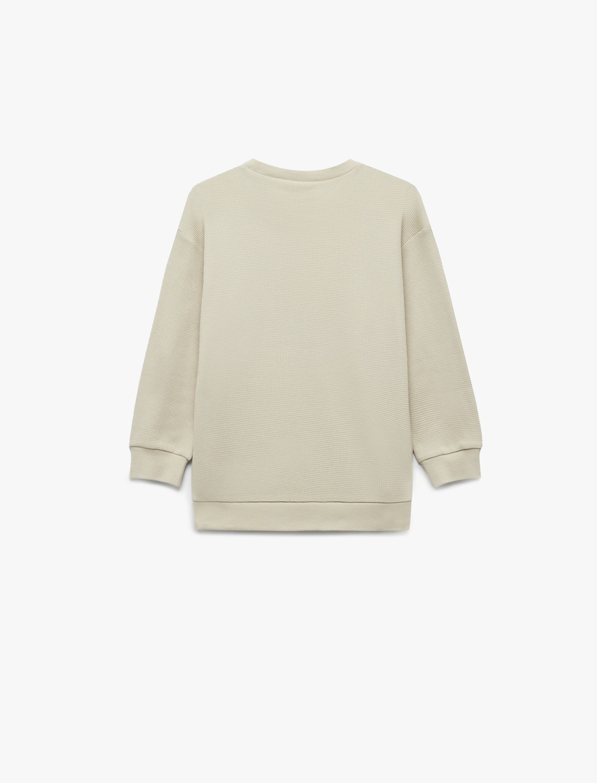  Erkek Çocuk Pamuklu Uzun Kollu Bisiklet Yaka Oversize Basic Sweatshirt