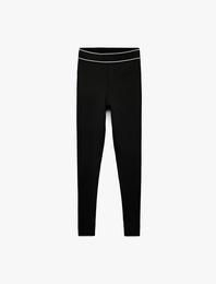 Yüksek Bel Skinny Fit Çizgi Detaylı Spor Tayt