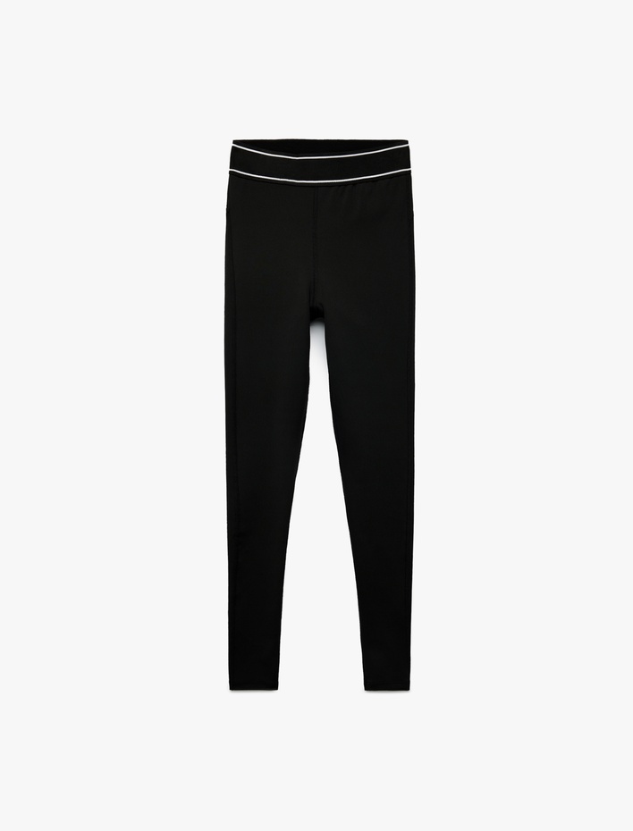  Yüksek Bel Skinny Fit Çizgi Detaylı Spor Tayt