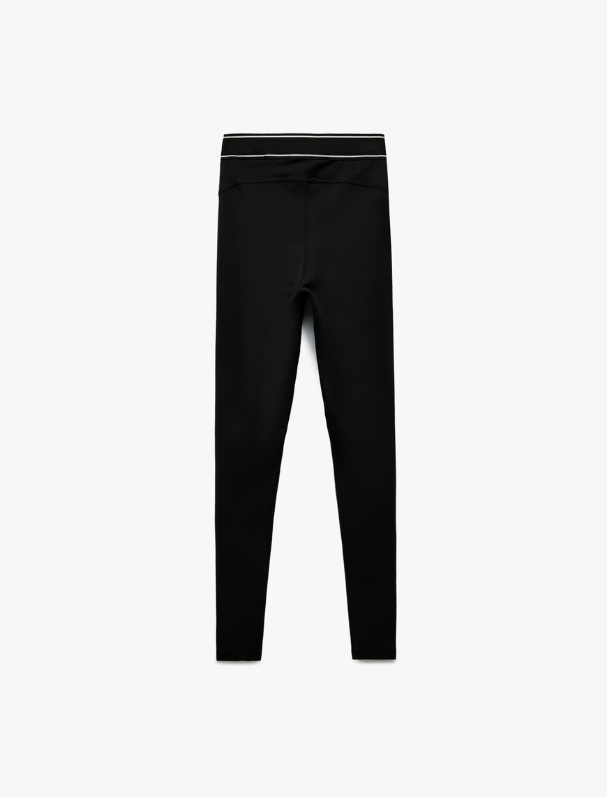   Yüksek Bel Skinny Fit Çizgi Detaylı Spor Tayt