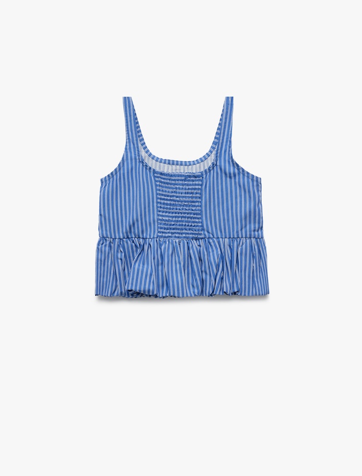 Kız Çocuk Pamuklu Kare Yaka Askılı Gipeli Fiyonklu Poplin Bluz