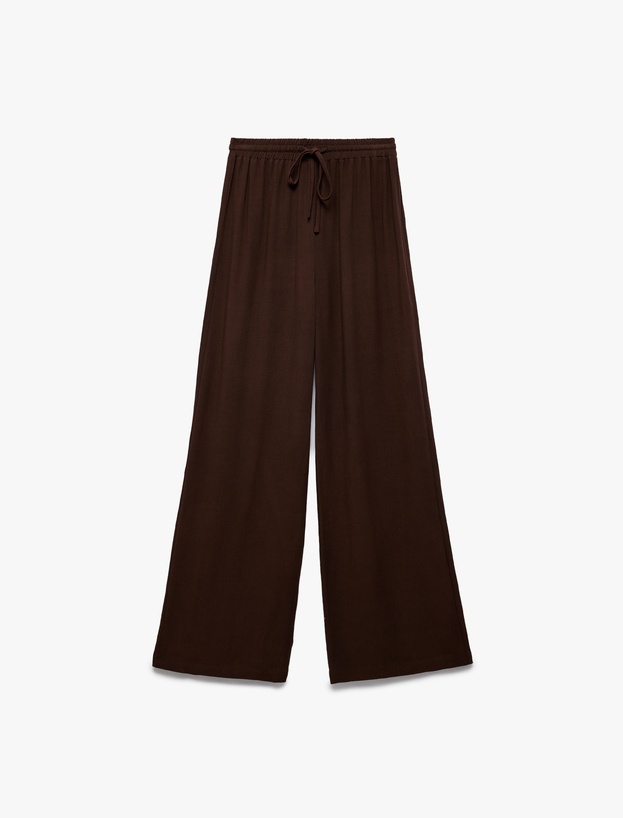 Koton X İnji - Beli Bağcıklı Rahat Kalıplı Keten Karışımlı Geniş Paça Pantolon_2