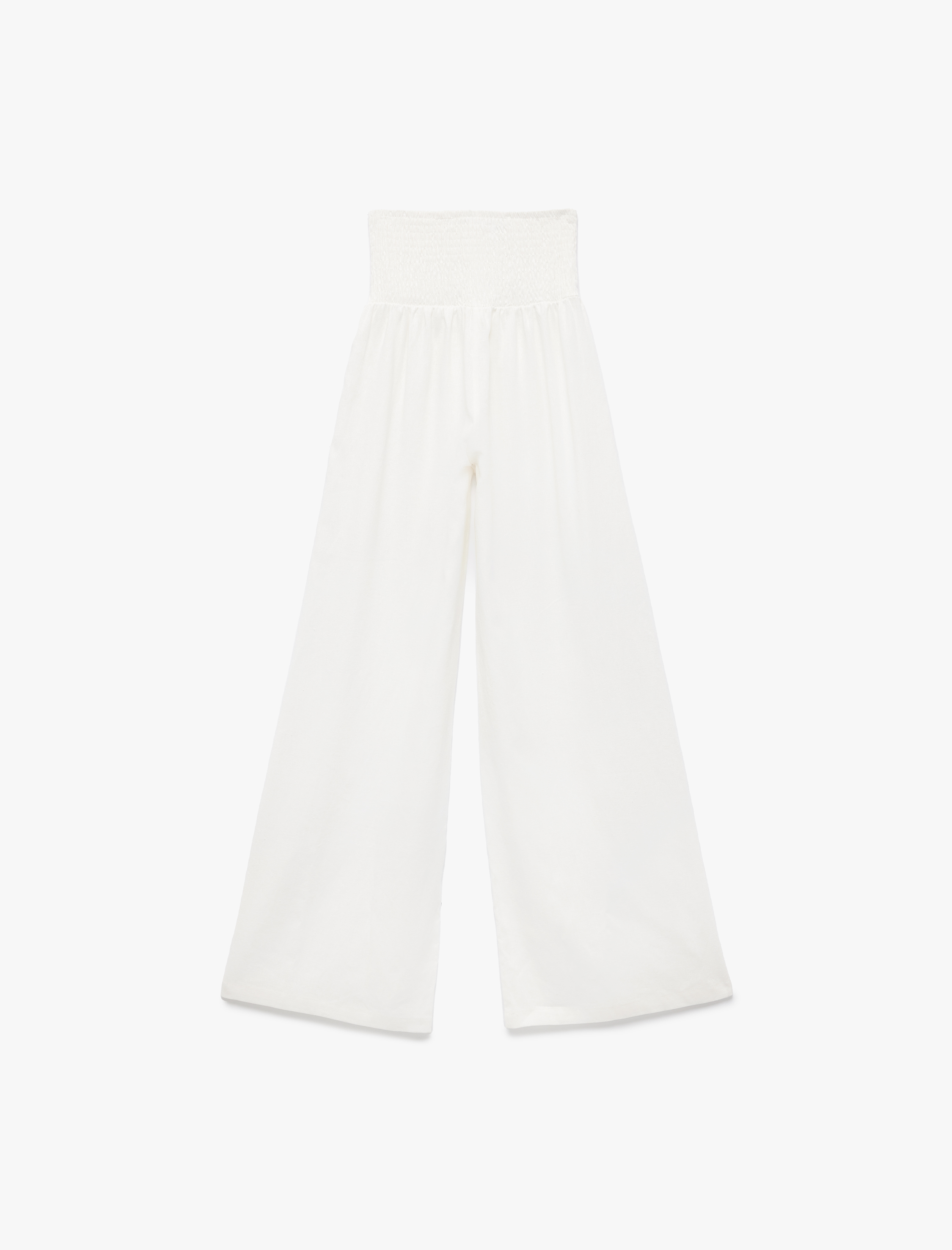   Koton X İnji - Beli Gipeli Rahat Kalıp Keten Karışımlı Geniş Paça Pantolon