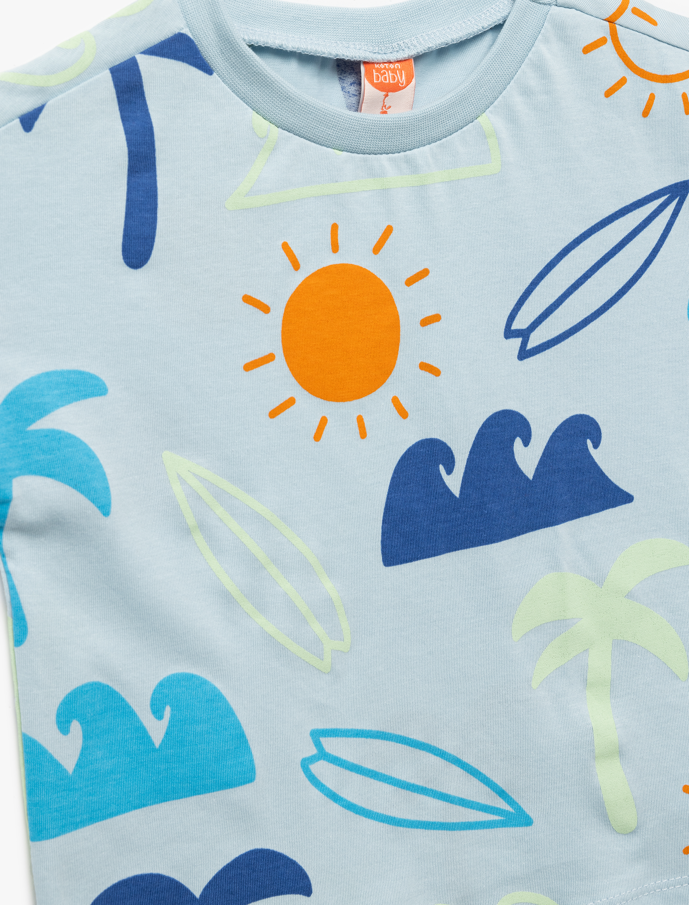  Erkek Bebek Pamuklu Kısa Kollu Bisiklet Yaka Baskılı Tişört