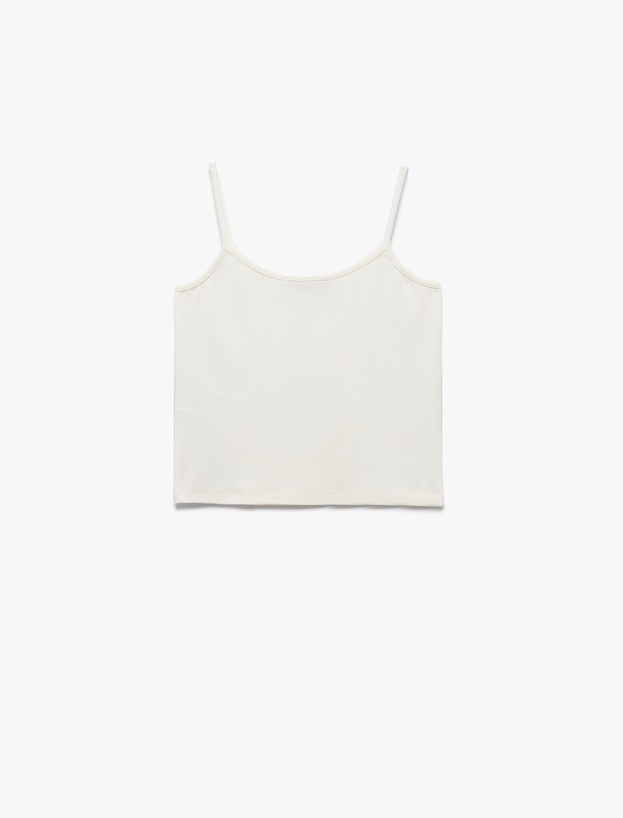 Koton X İnji - Pamuklu Çiçekli Kolsuz Askılı Pullu Payetli Crop Bluz_3
