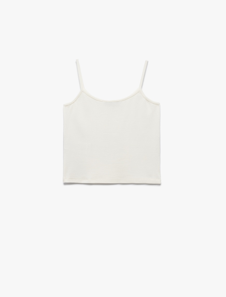   Koton X İnji - Pamuklu Çiçekli Kolsuz Askılı Pullu Payetli Crop Bluz