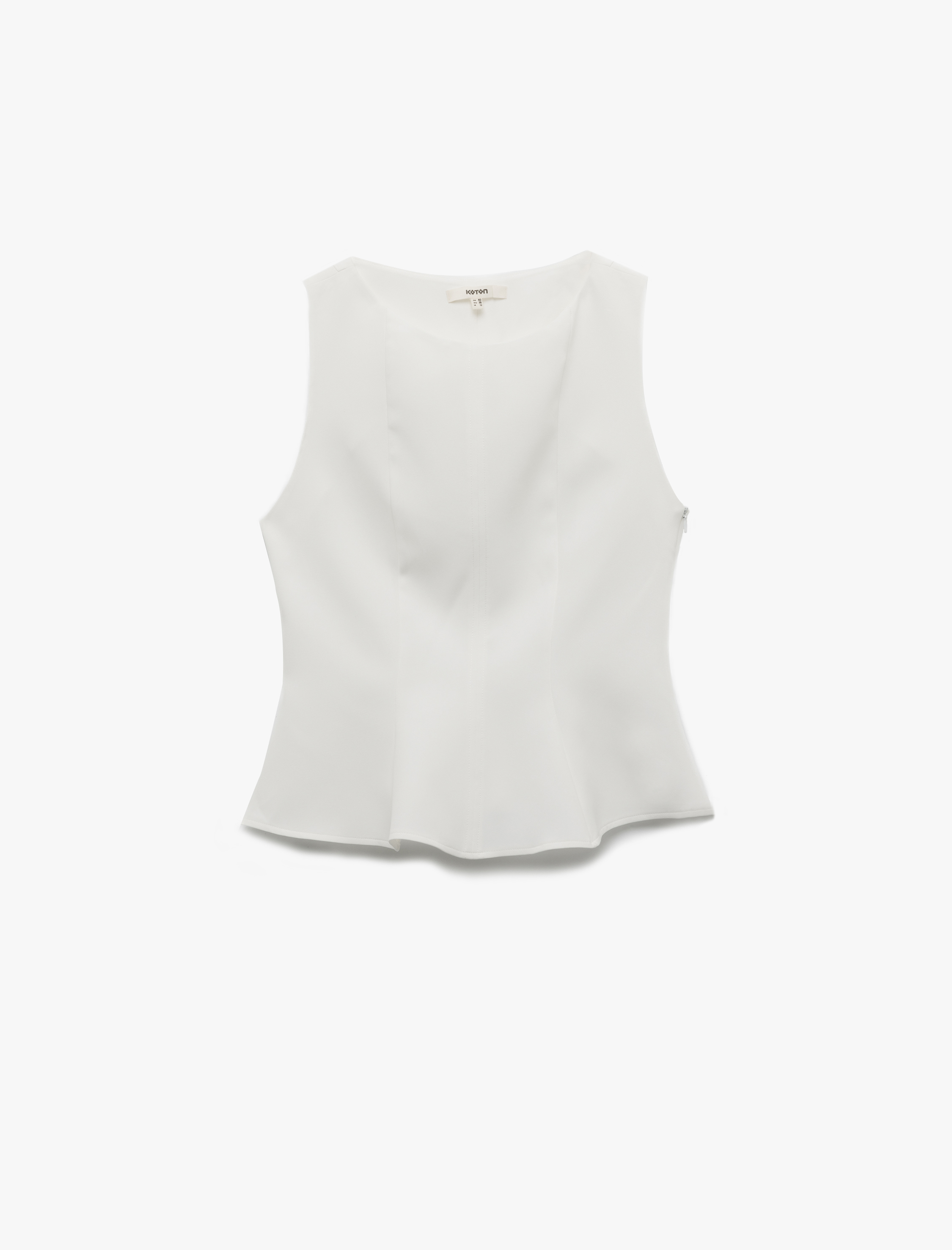   Bisiklet Yaka Basic Kolsuz Peplum Bluz