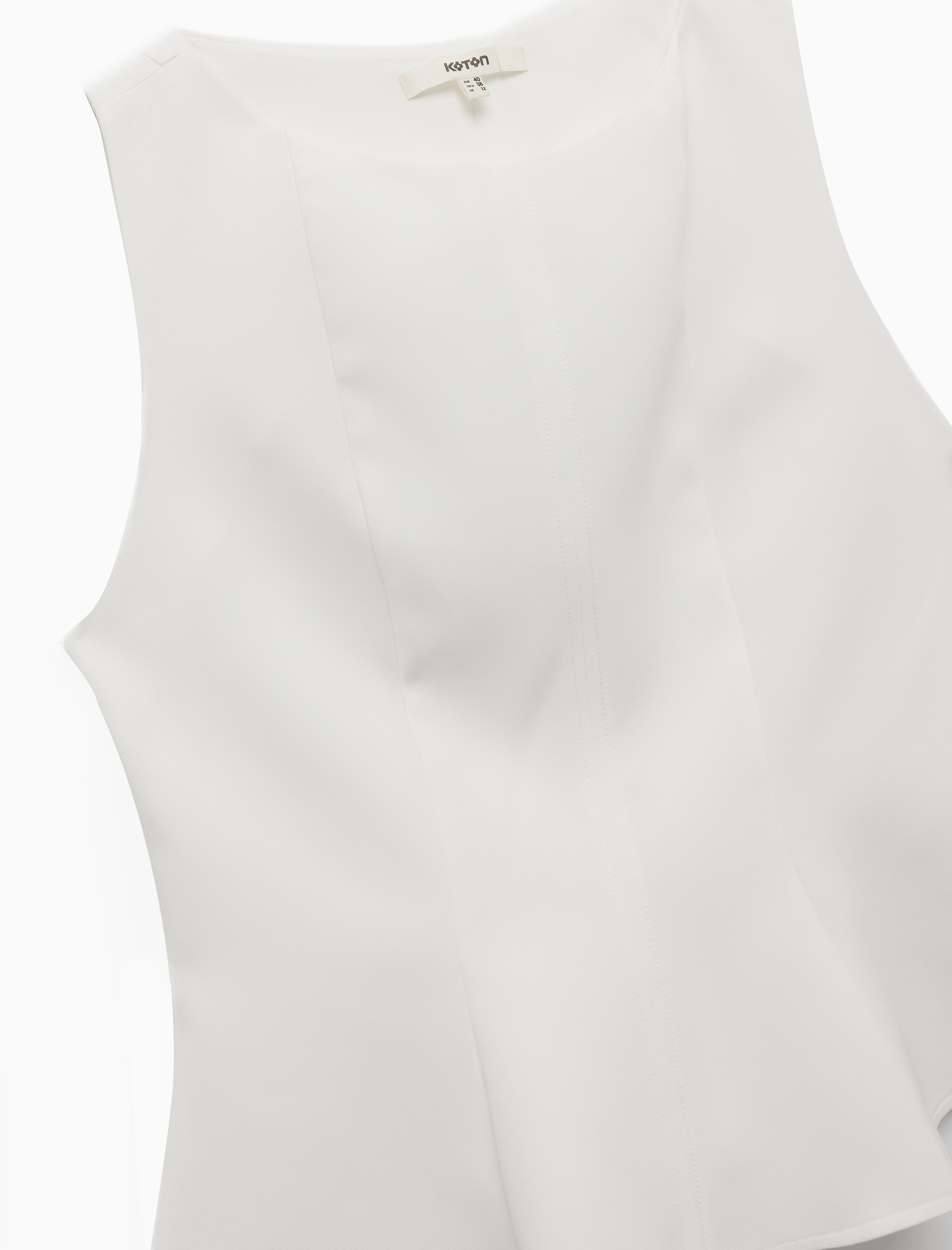   Bisiklet Yaka Basic Kolsuz Peplum Bluz