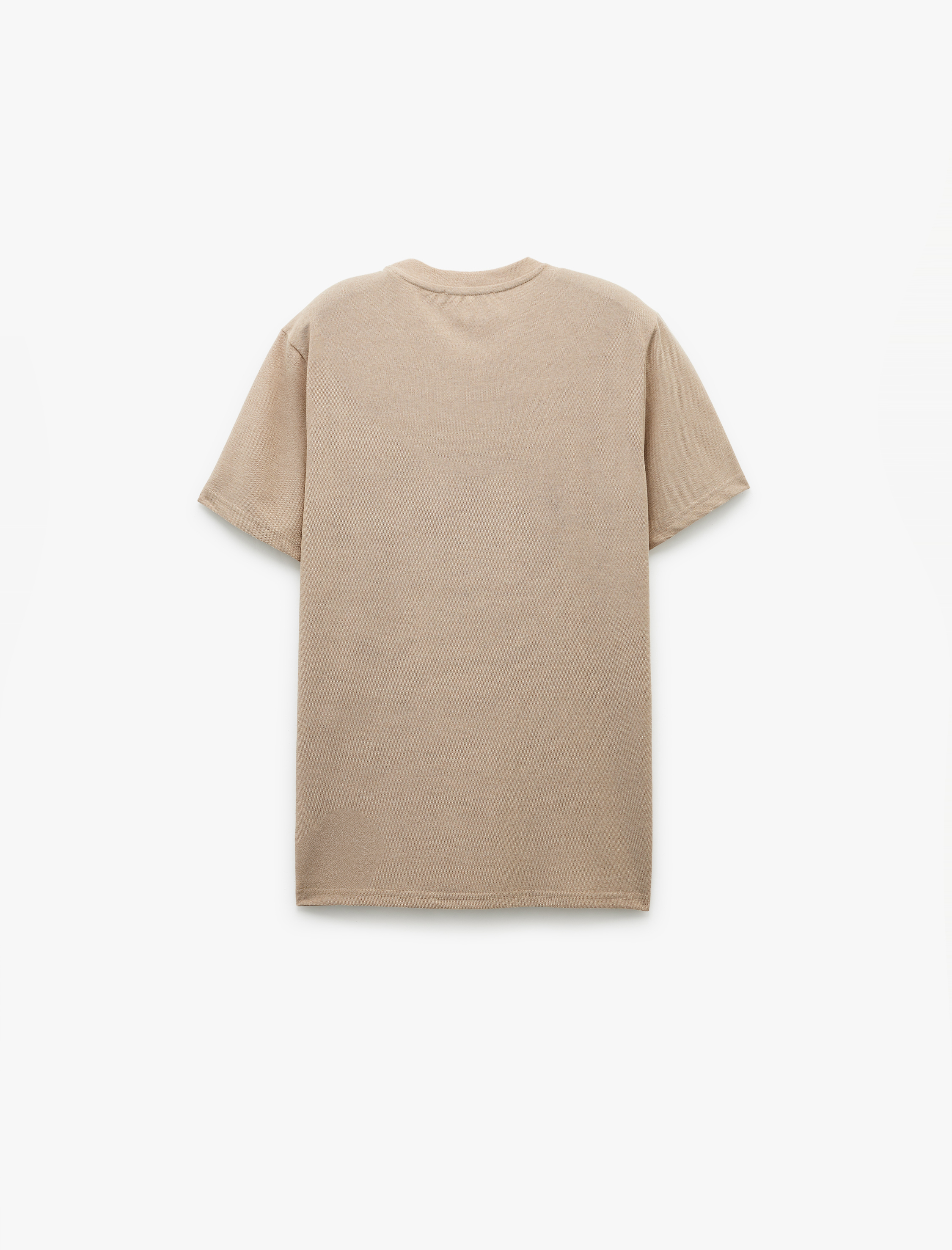   Slogan Baskılı Kısa Kollu Pike Kumaş Bisiklet Yaka Slim Fit Tişört