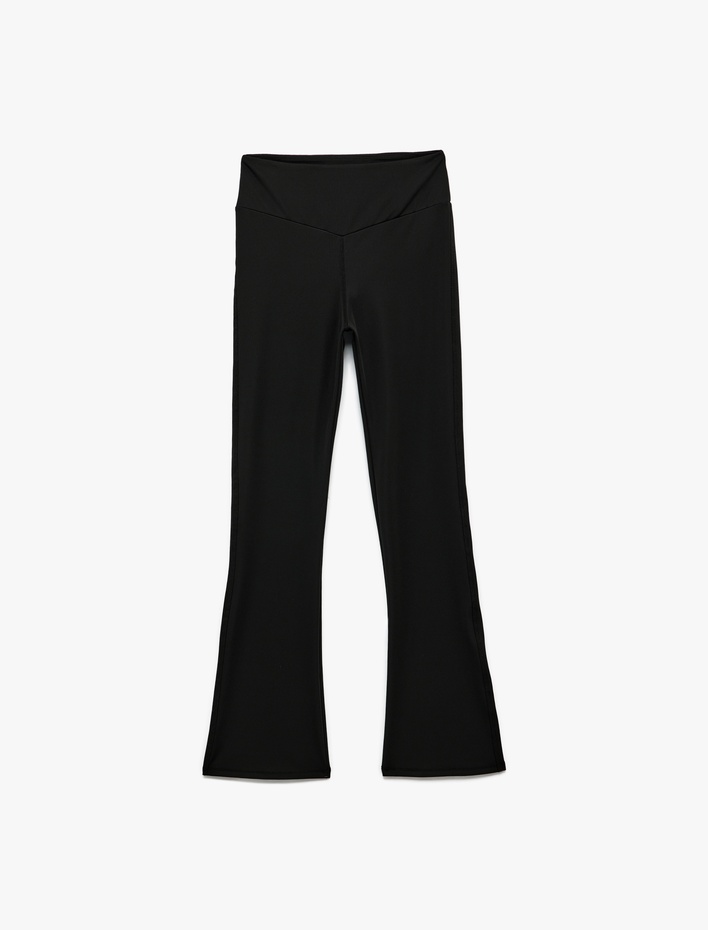  Yüksek Bel Slim Fit İspanyol Paça Spor Tayt