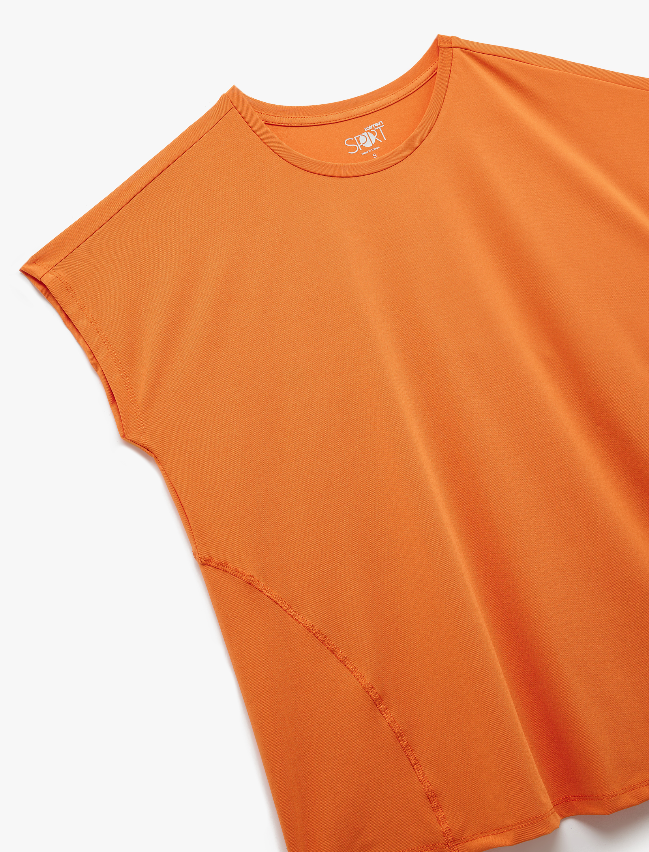   Kısa Kollu Bisiklet Yaka Dikiş Detaylı Spor Tişört