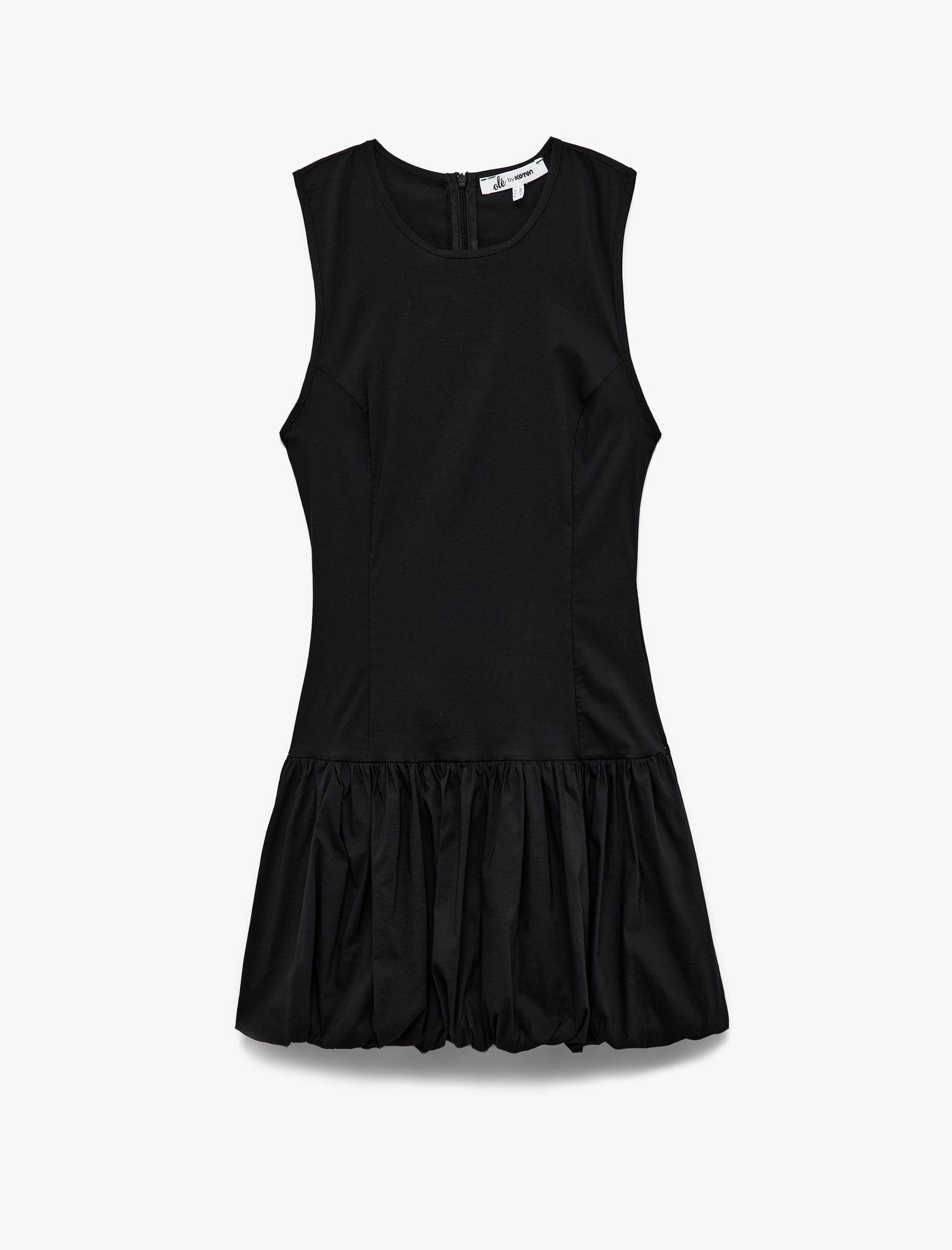 Koton Kadın U Yaka Slim Fit Kolsuz Mini Balon Elbise -1