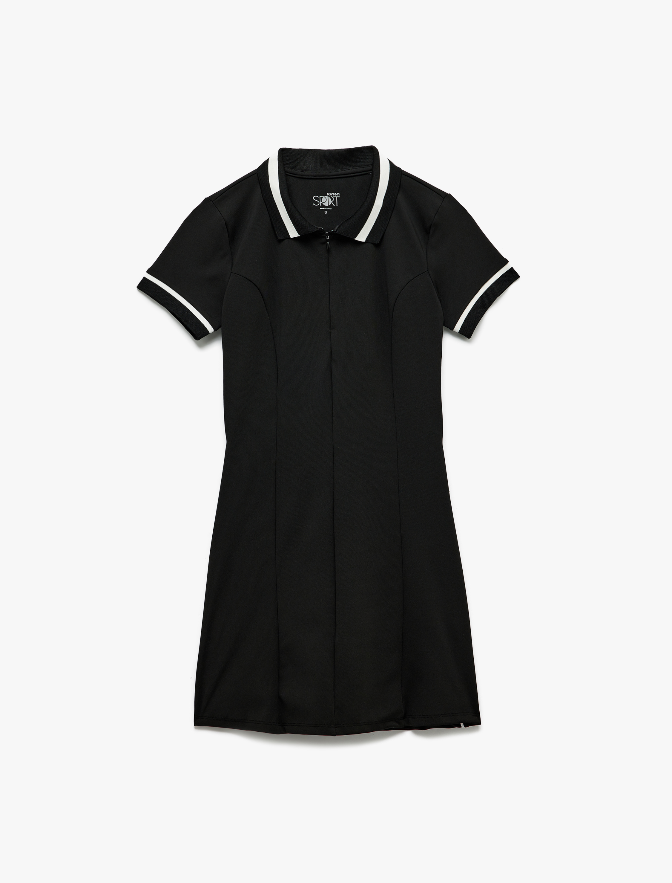   Kısa Kollu Fermuarlı Mini Spor Polo Yaka Elbise