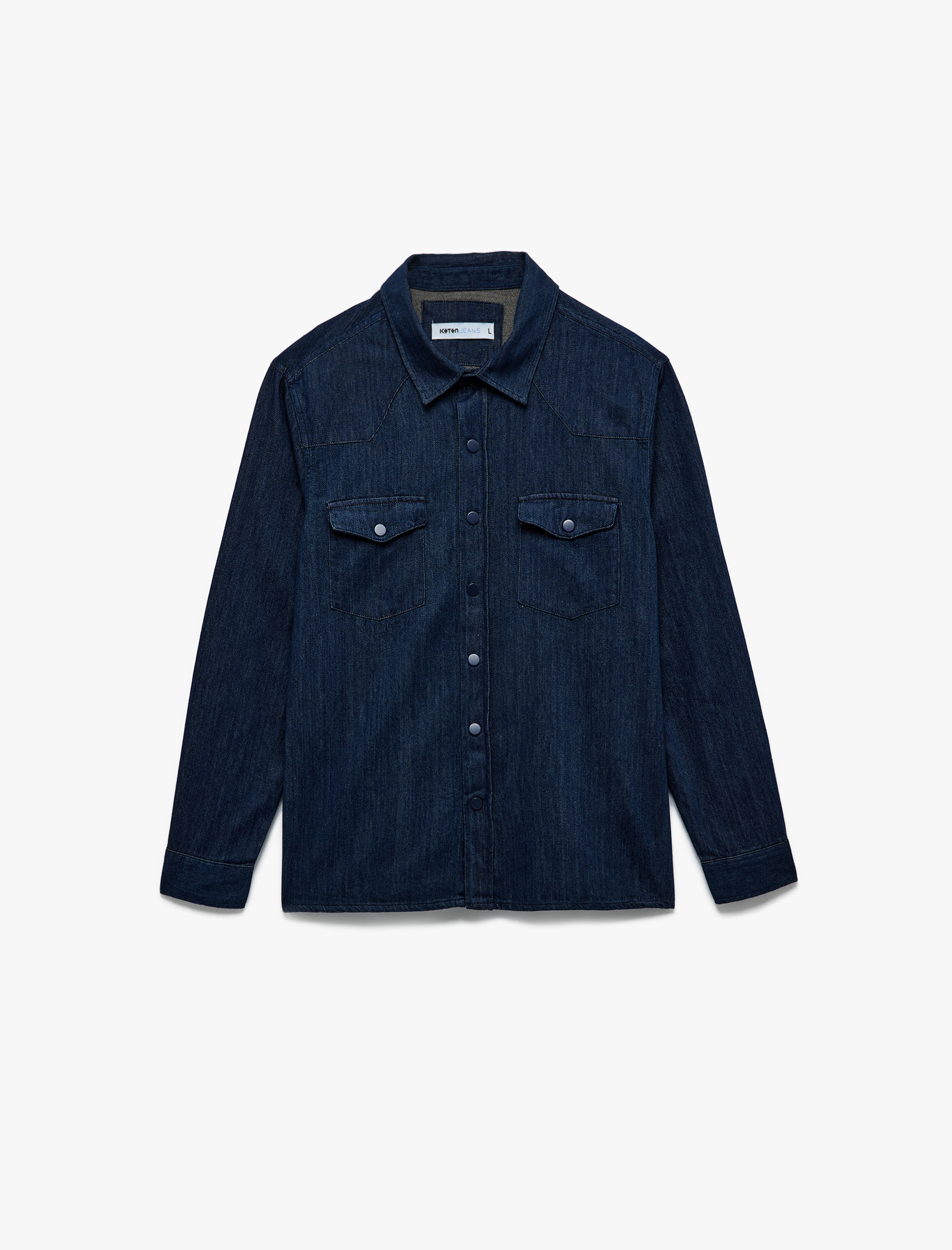   Kapaklı Cepli Dikiş Detaylı Klasik Yaka Jean Gömlek Ceket