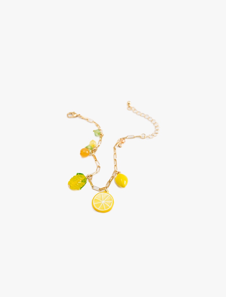  Kadın Çelik Karışımlı Limon Detaylı Zincir Bileklik