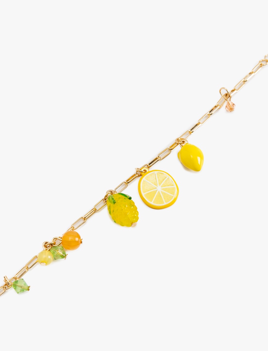  Kadın Çelik Karışımlı Limon Detaylı Zincir Bileklik