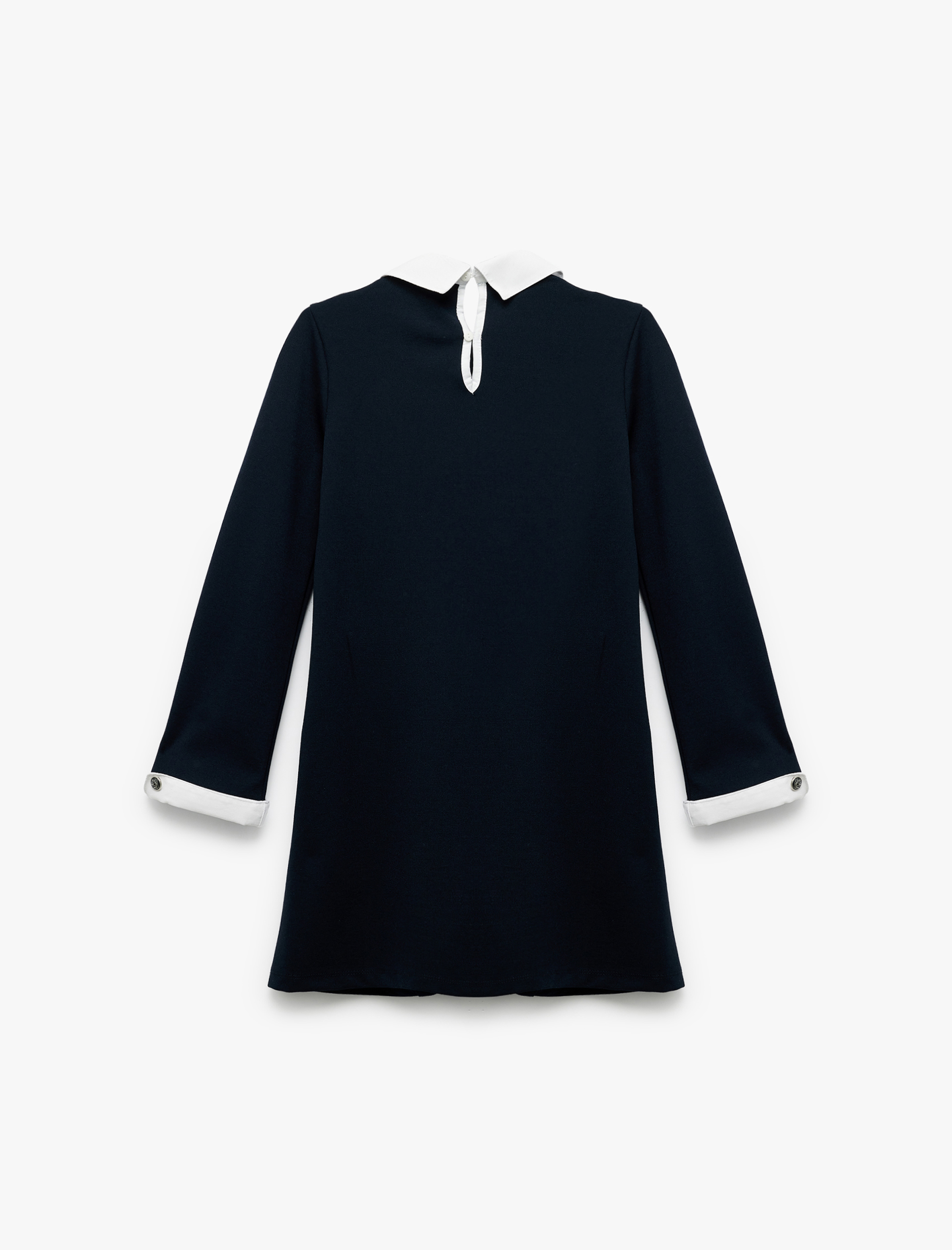 Kız Çocuk Uzun Kollu Viskon Karışımlı Gömlek Yaka Okul Elbisesi