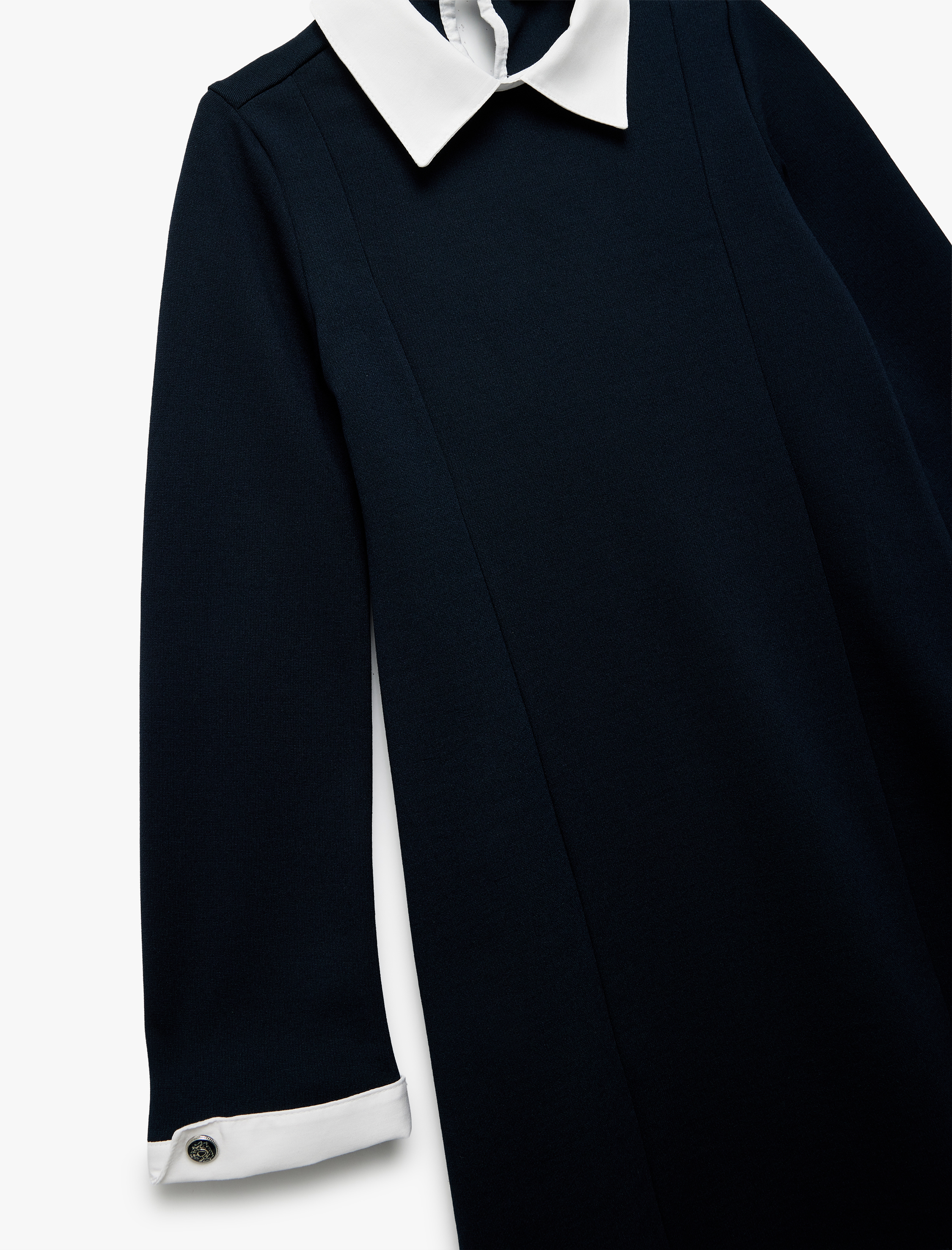 Kız Çocuk Uzun Kollu Viskon Karışımlı Gömlek Yaka Okul Elbisesi