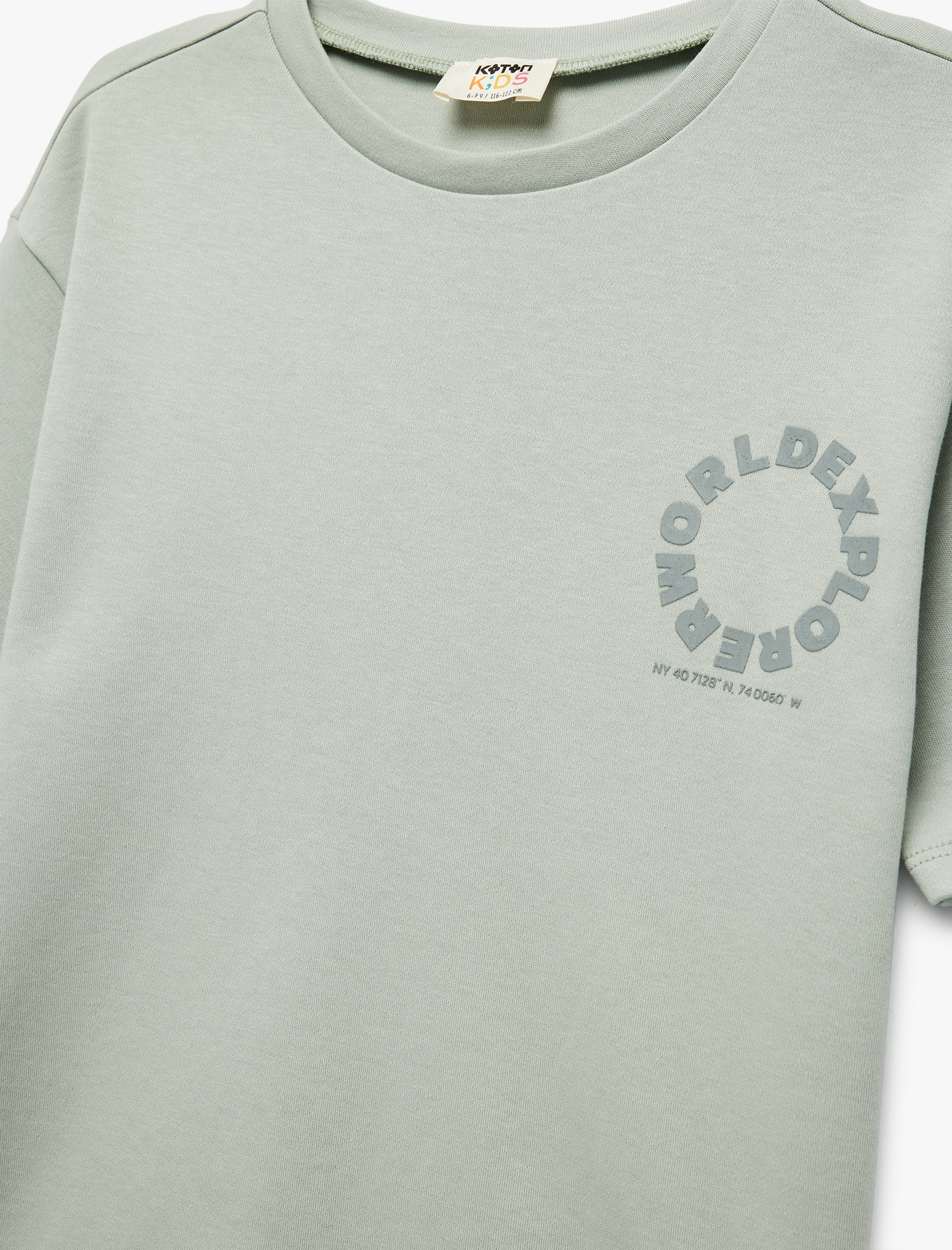  Erkek Çocuk Pamuklu Baskı Detaylı Bisiklet Yaka Kısa Kollu Tişört