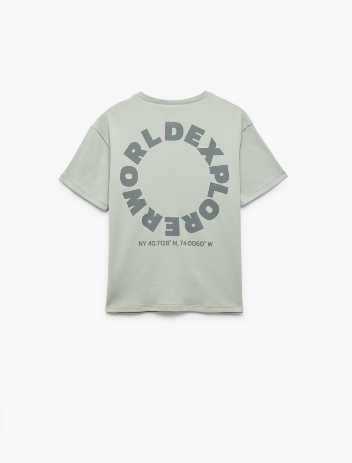 Erkek Çocuk Pamuklu Baskı Detaylı Bisiklet Yaka Kısa Kollu Tişört