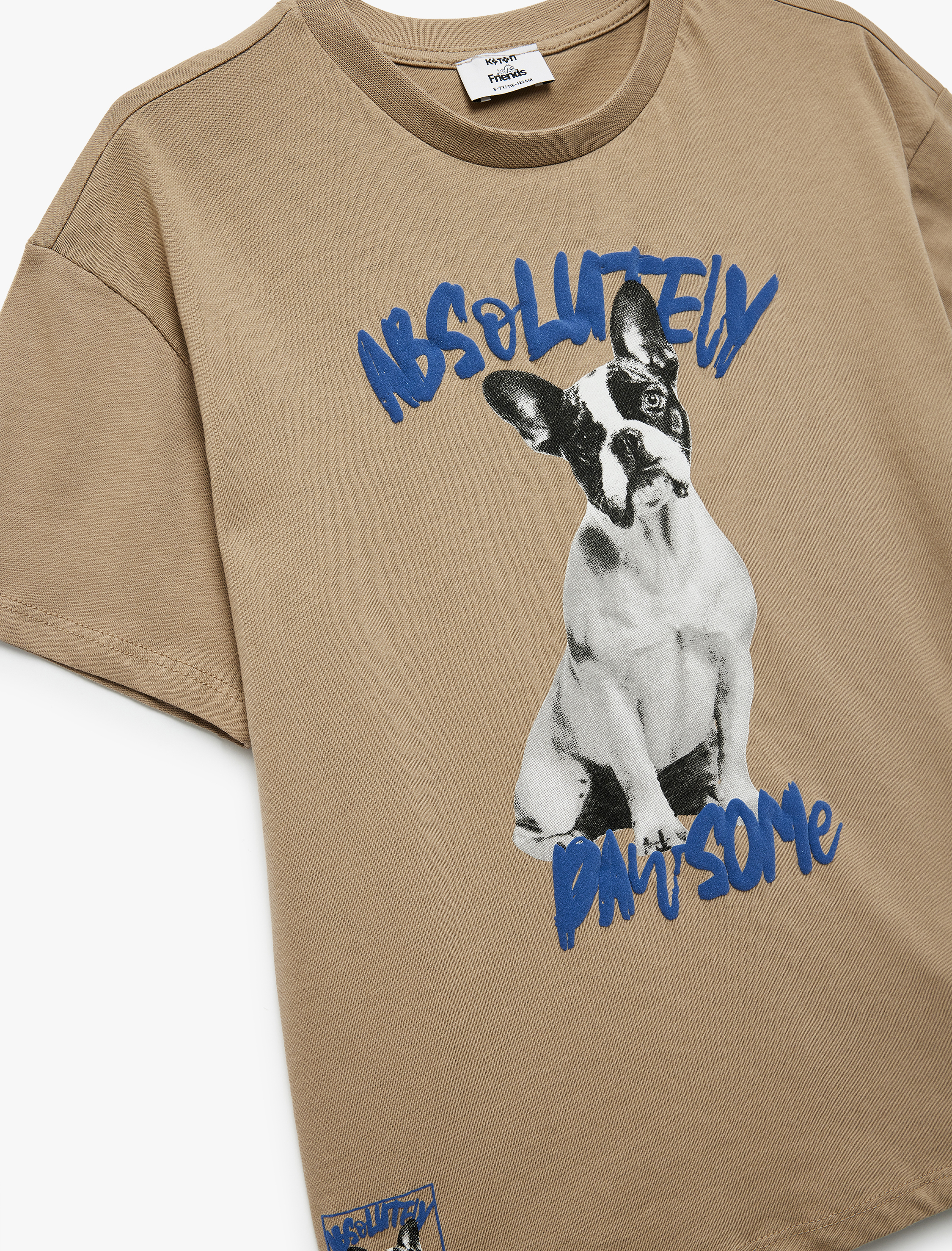  Erkek Çocuk Pamuklu Bisiklet Yaka Kısa Kollu Köpek Baskılı Tişört